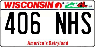 WI license plate 406NHS