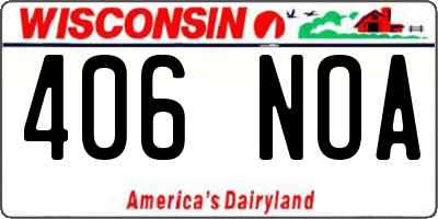 WI license plate 406NOA