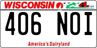 WI license plate 406NOI