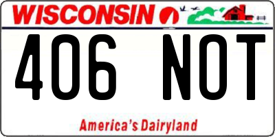 WI license plate 406NOT
