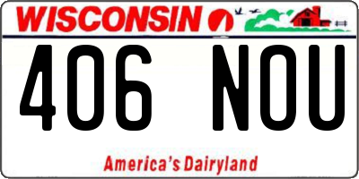 WI license plate 406NOU