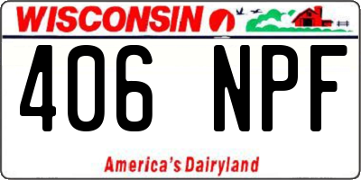 WI license plate 406NPF