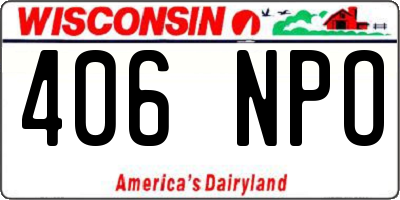 WI license plate 406NPO