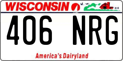 WI license plate 406NRG