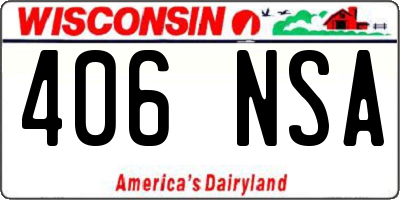 WI license plate 406NSA
