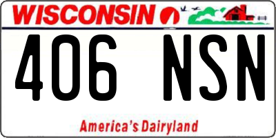 WI license plate 406NSN