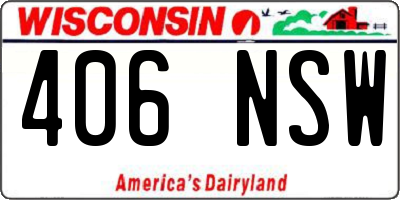 WI license plate 406NSW