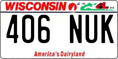 WI license plate 406NUK