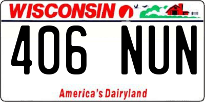 WI license plate 406NUN