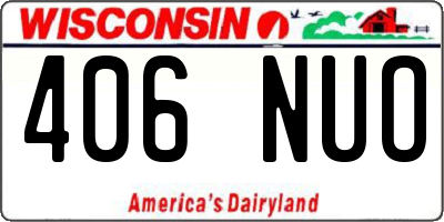 WI license plate 406NUO