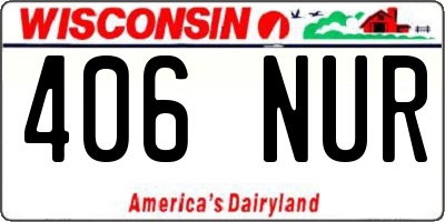 WI license plate 406NUR