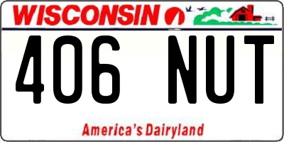 WI license plate 406NUT