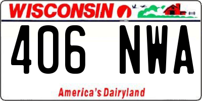 WI license plate 406NWA