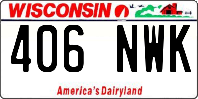 WI license plate 406NWK