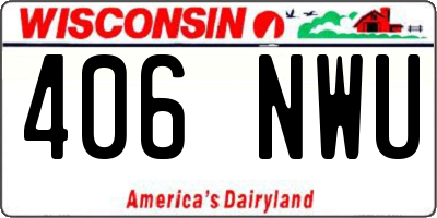 WI license plate 406NWU
