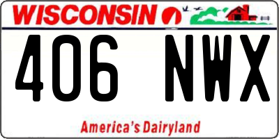 WI license plate 406NWX