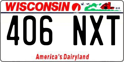 WI license plate 406NXT