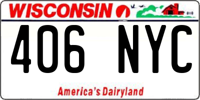 WI license plate 406NYC