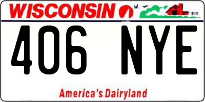 WI license plate 406NYE