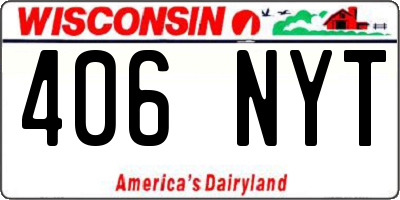 WI license plate 406NYT