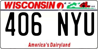 WI license plate 406NYU