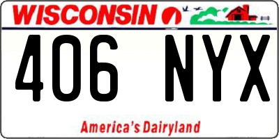 WI license plate 406NYX