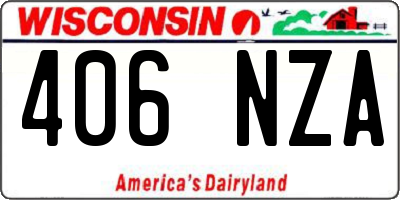 WI license plate 406NZA