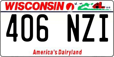 WI license plate 406NZI