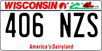 WI license plate 406NZS