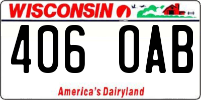 WI license plate 406OAB