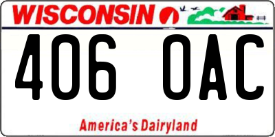 WI license plate 406OAC