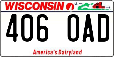 WI license plate 406OAD