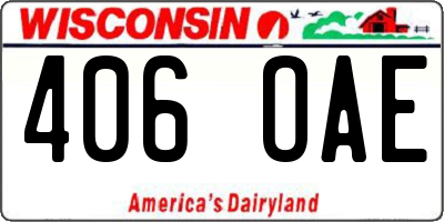 WI license plate 406OAE
