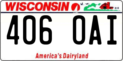 WI license plate 406OAI