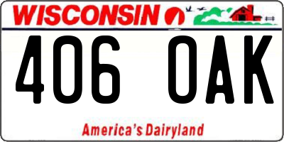 WI license plate 406OAK