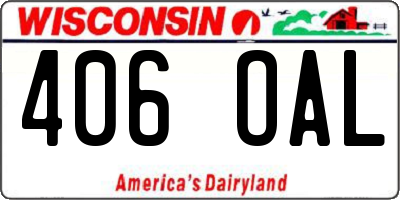 WI license plate 406OAL