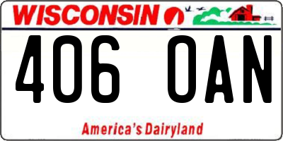 WI license plate 406OAN