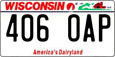 WI license plate 406OAP
