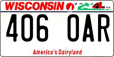 WI license plate 406OAR