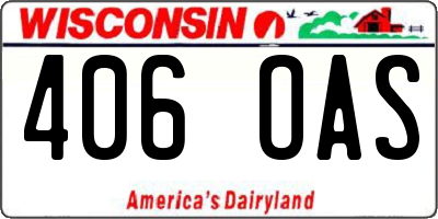 WI license plate 406OAS