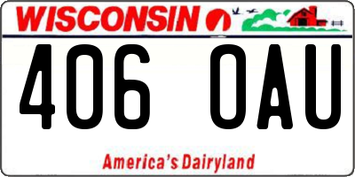WI license plate 406OAU