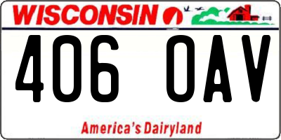 WI license plate 406OAV