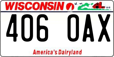 WI license plate 406OAX
