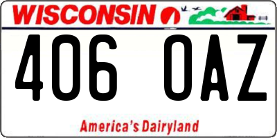 WI license plate 406OAZ