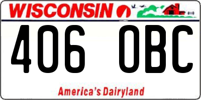 WI license plate 406OBC