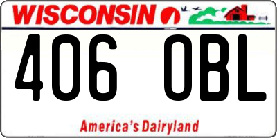 WI license plate 406OBL