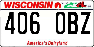 WI license plate 406OBZ