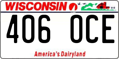 WI license plate 406OCE