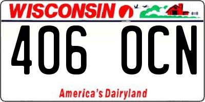 WI license plate 406OCN