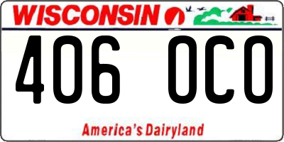WI license plate 406OCO